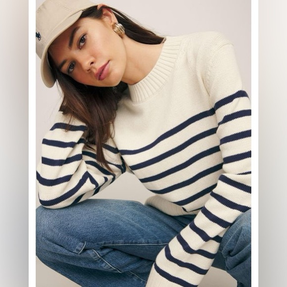 Reformation Anna Cotton Crewneck Sweater - Picture 1 of 7